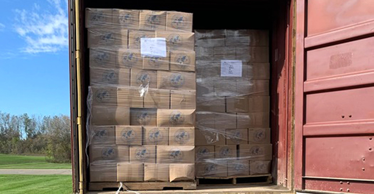 Truck loaded with donated Big Fish Bay VBS kits for distribution in Africa